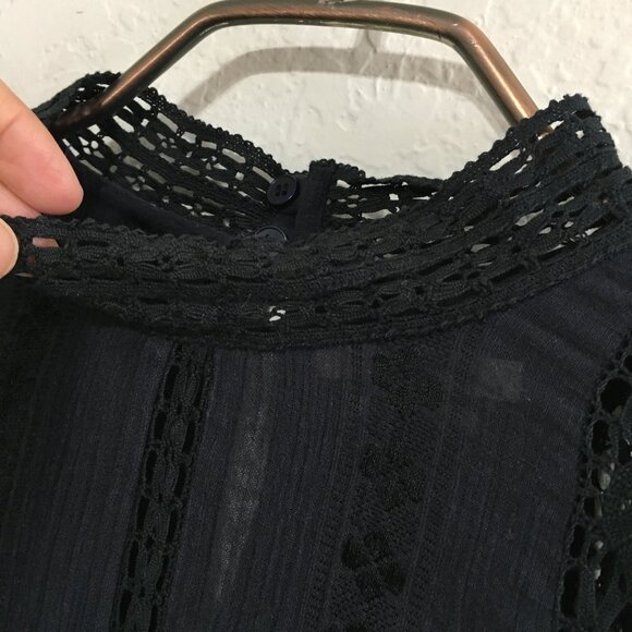 Isabel Marant Etoile Jassie Black Lacy Cotton Blouse Womens 36 FR / 4 US - Picture 6 of 16